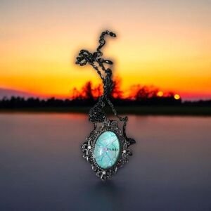 Silver Pendant Necklace with Blue Stone